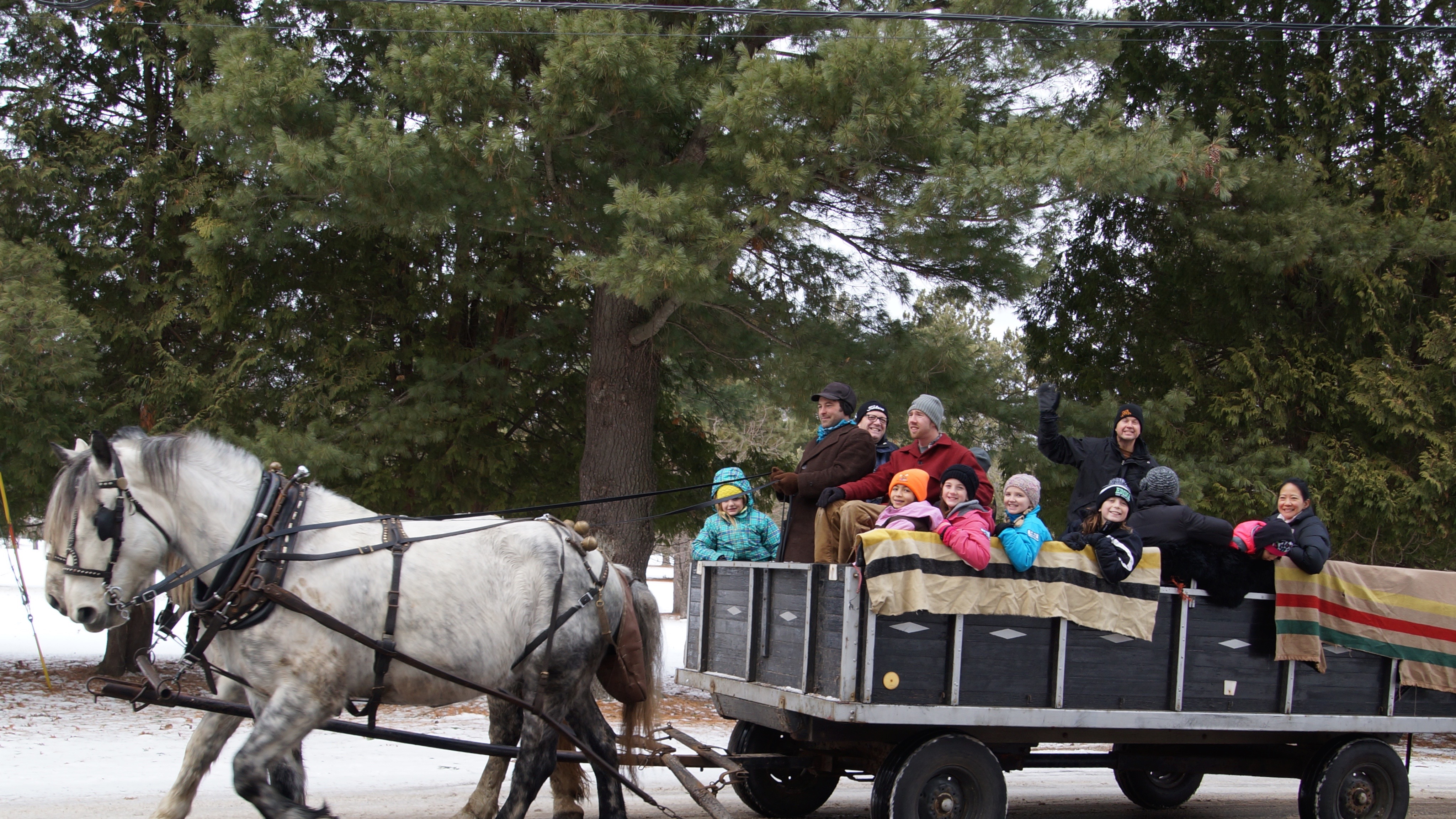 Winter Weekend family enjoying a sleigh ride