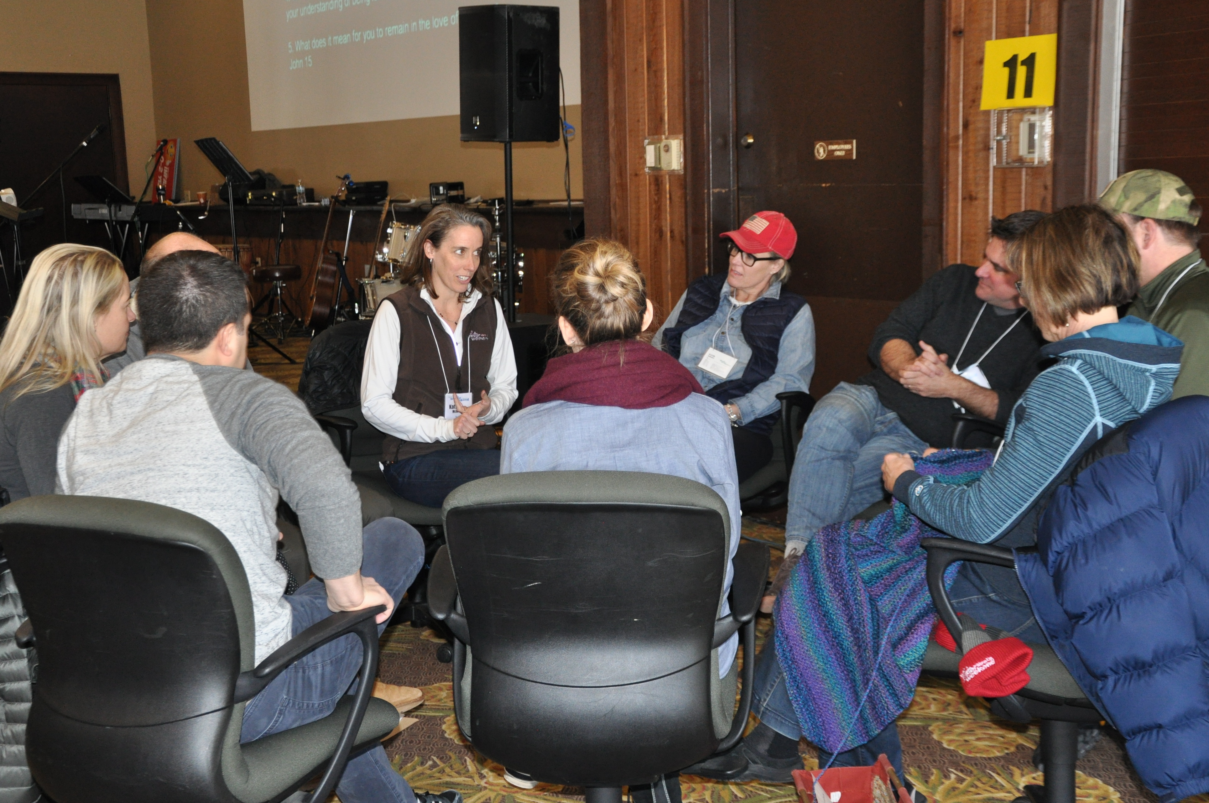 Small group discussion at Winter Weekend